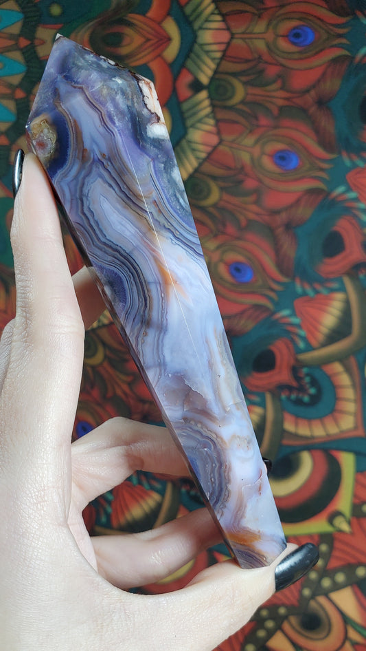 Blue Flower Agate Wand