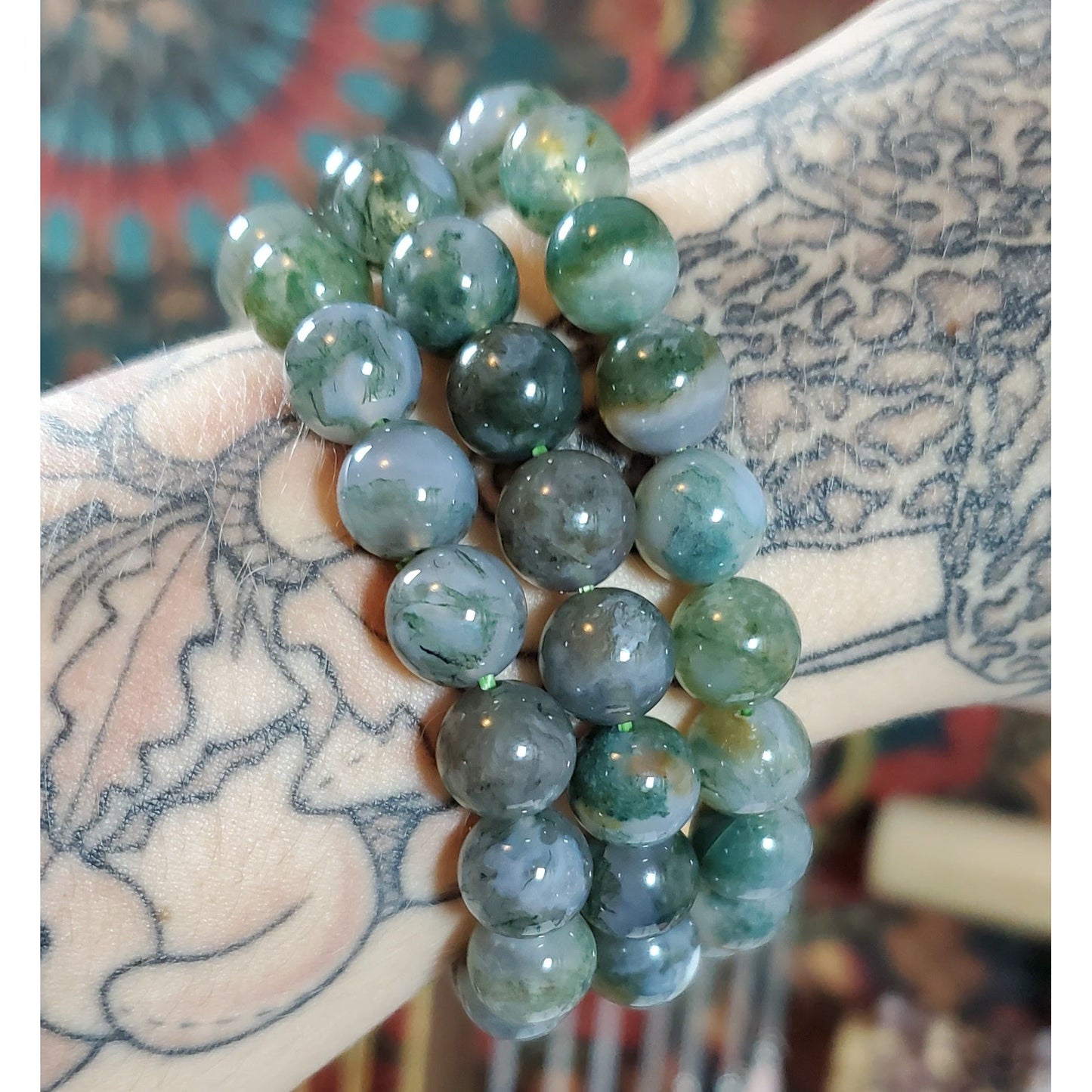 10mm Moss Agate Bracelets - Intuitively Chosen