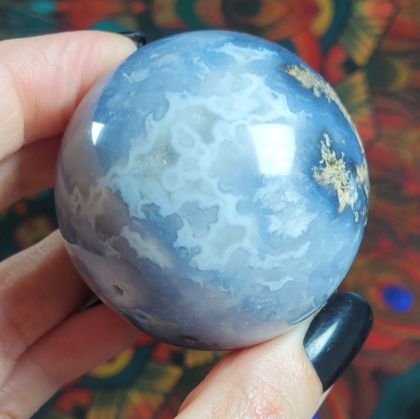 Blue Plume Agate Spheres