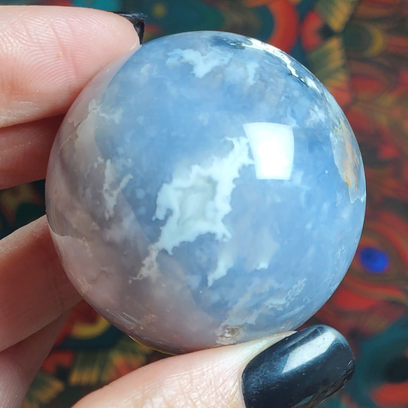 Blue Plume Agate Spheres