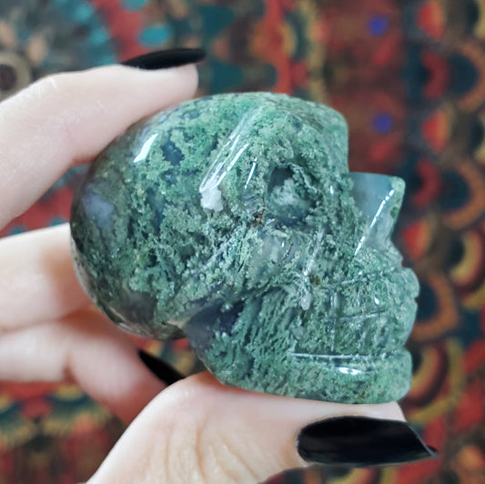 Moss Agate Skulls